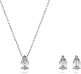 Conjunto Swarovski Attract, Talla pera, Blanco, Baño de rodio