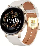 Smartwatch Huawei Watch GT 3 42mm con SpO2, pantalla grande dorada y correa de cuero blanco + 38 meses de garantía.