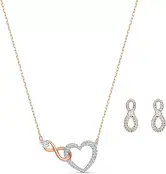 Conjunto de Collar y Pendientes Swarovski Infinity de Corazón e Infinito para Mujer, Colección Swarovski.