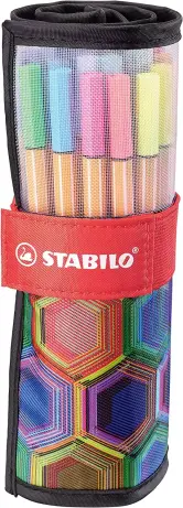 25 rotuladores STABILO point 88 ARTY en estuche enrollable