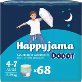 Pañales Dodot HappyJama para Niño 4-7 años: protección anti-fugas durante la noche, 68 unidades.