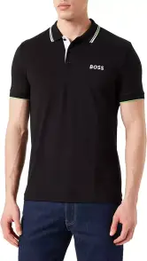 Camisa Polo Boss Paddy Pro Negra, Talla L Hombre.
