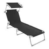 Tumbona playa reclinable con parasol ajustable