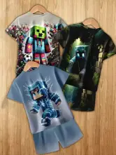 3 pack de camiseta y calzona Minecraft