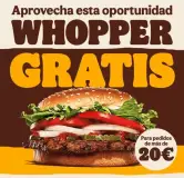 Whopper GRATIS en tu pedido de +20€ en Burger King