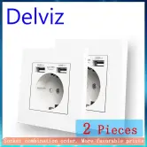 Pack de 2 enchufes con puertos USB