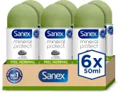 6x50ml Sanex Mineral Protect desodorante unisex