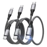 3 cables USB C a USB C 60W 0.3M+1M+2M 