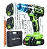 Atornillador inalámbrico de 21V con 2 baterías + maletín  ONEVAN