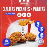 3 Alitas Picantes + Patatas en KFC (Disponible en restaurantes y KFC APP)