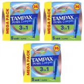 3 cajas de Tampones Tampax Pearl Compak Super 3 cajas de Tampones Tampax Pearl Compak Super