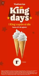 King days en Burger King: 2 conos de helado 