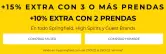 15% EXTRA al comprar 3 y 10% EXTRA con 2 prendas + 10€ Dto. en pedidos +30€ en Springfield