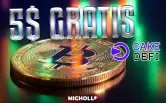 5€ gratis en BTC-DFI en Cake DeFi