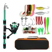 Kit de caña de pescar telescópica con carrete y señuelos
