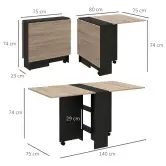 Mesa plegable con alas abatibles 75x140x74 cm
