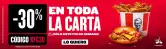 30% de Dto. en TODA la carta de KFC + envío GRATIS en pedidos +25€