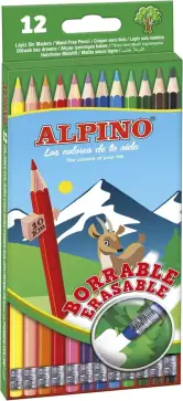 Estuche 12 lápices borrable Alpino