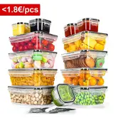 13 recipientes para almacenamiento de alimentos con tapas