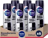 6 Desodorantes Spray Nivea Men Black & White 200ml