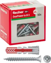 50 Tacos con tornillo 6x30 mm Fischer Duopower
