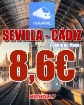 Viaje chollo en tren desde Sevilla a Cadiz 