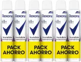 6x Desodorante Rexona Invisible antimanchas 200ml