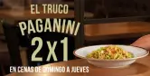 2X1 en cenas de domingos a jueves en Ginos