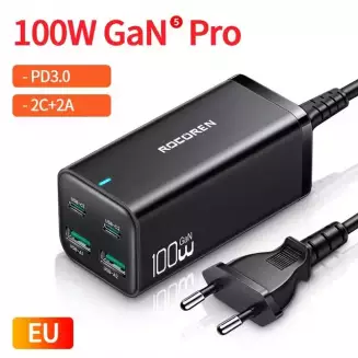 Cargador De Escritorio Baseus Gan3 Pro 4 Puertos 100w