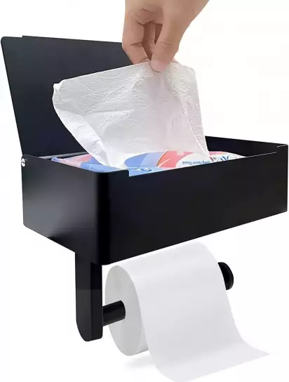 Portarrollos de papel higiénico negro con caja húmeda »