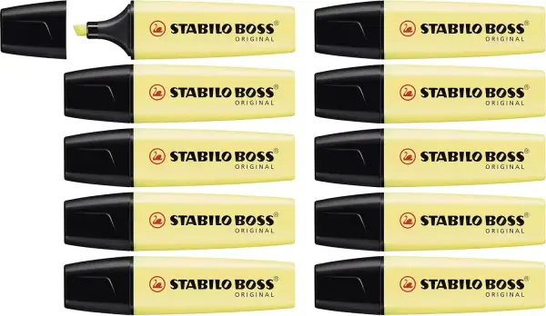 10 Rotuladores Stabilo boss amarillo cremoso 10 Rotuladores Stabilo boss amarillo cremoso
