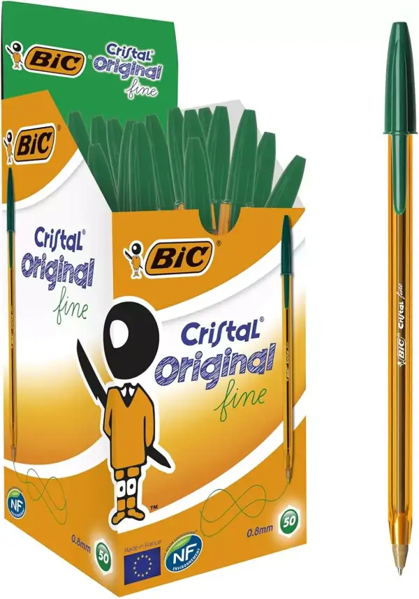 50x Bolígrafos BIC Cristal Verde 50x Bolígrafos BIC Cristal Verde