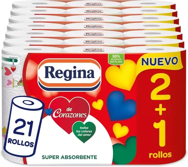 21 Rollos de papel de cocina Regina de corazones 21 Rollos de papel de cocina Regina de corazones