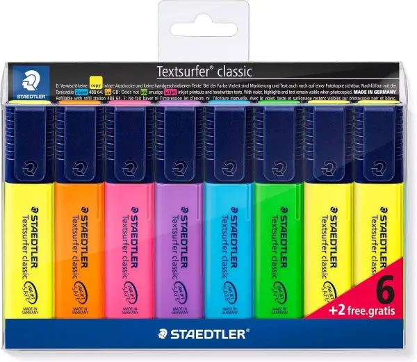 Set 8 marcadores Fluorescentes Staedtler Set 8 marcadores Fluorescentes Staedtler