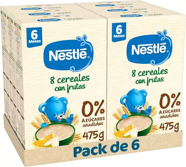 Pack de 6 papillas Nestlé: 8 Cereales con frutas Pack de 6 papillas Nestlé: 8 Cereales con frutas