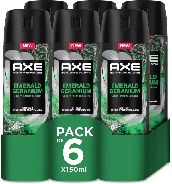 6x 150ml Desodorante Axe Emerald Geranium 6x 150ml Desodorante Axe Emerald Geranium