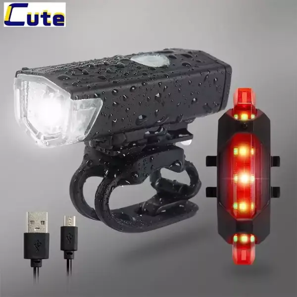 Juego de luces LED recargables por USB para bicicleta de montaña Juego de luces LED recargables por USB para bicicleta de montaña