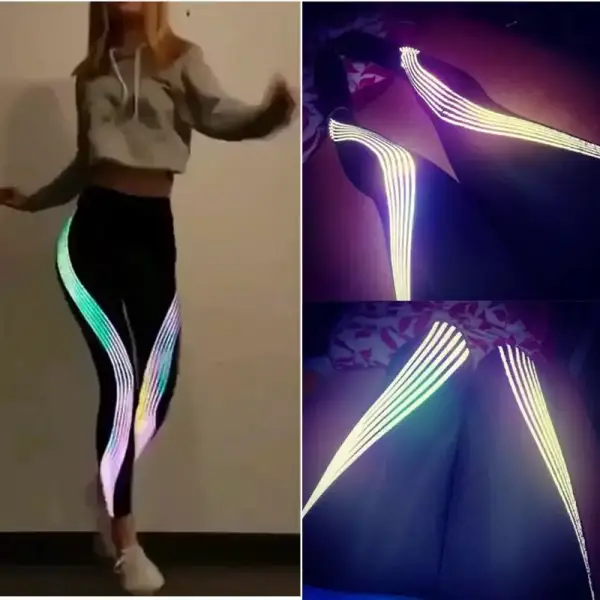 Mallas ajustadas con estampado a rayas reflectante Mallas ajustadas con estampado a rayas reflectante