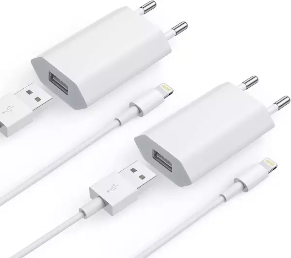 2 cargadorres iPhone + 2 cables 2 cargadorres iPhone + 2 cables