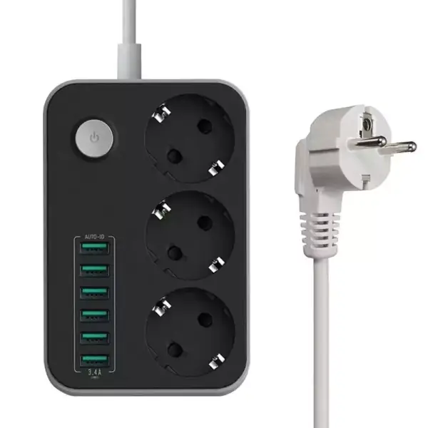 Regleta de 3 enchufes + 6 USB Regleta de 3 enchufes + 6 USB