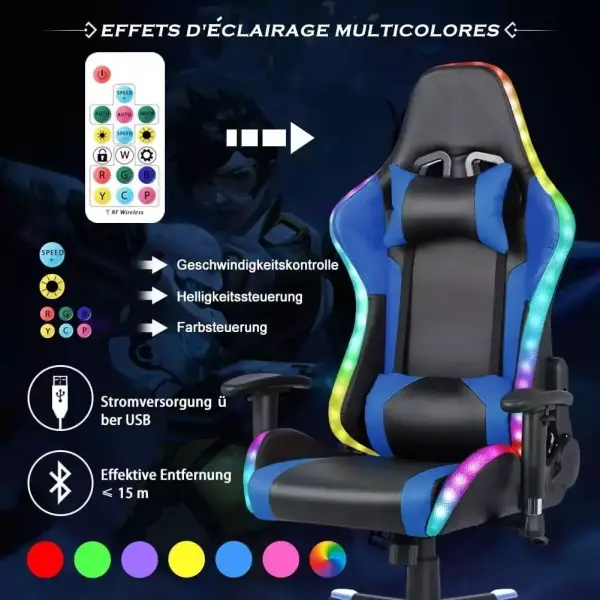 Silla Gaming con iluminación LED y altavoces Silla Gaming con iluminación LED y altavoces