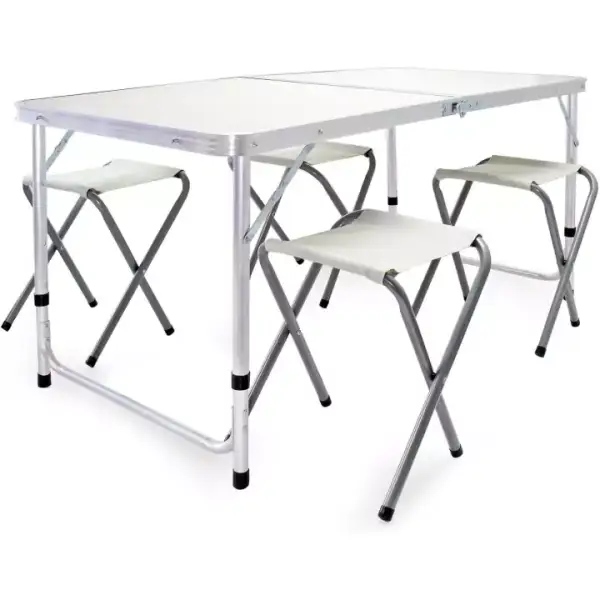 Mesa acampada 120x60x70cm con 4 taburetes Mesa acampada 120x60x70cm con 4 taburetes