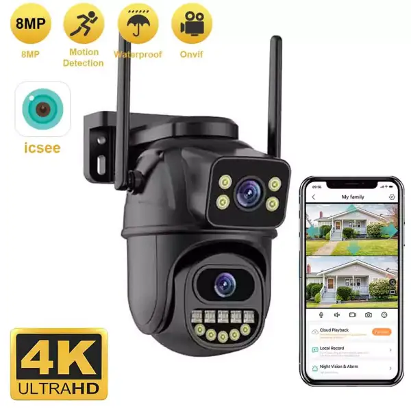 Cámara de Vigilancia Exterior WiFi Doble Lente 4K Cámara de Vigilancia Exterior WiFi Doble Lente 4K