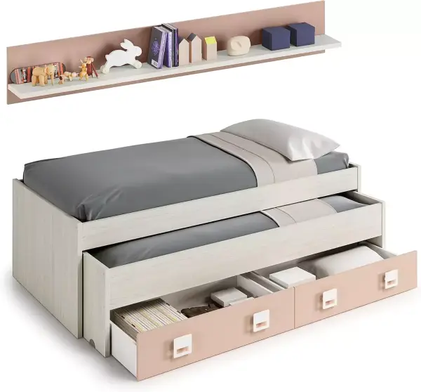 Habitdesign Cama Doble + 2 cajones y Estante Habitdesign Cama Doble + 2 cajones y Estante