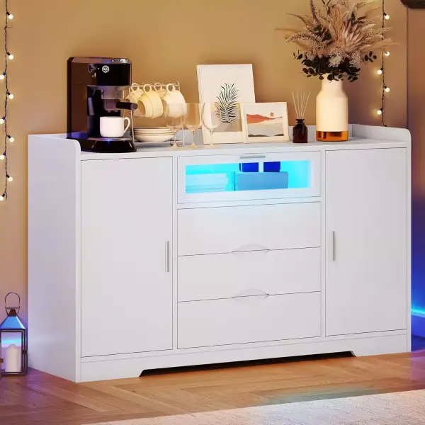 Aparador blanco con luces LED Yitahome Aparador blanco con luces LED Yitahome