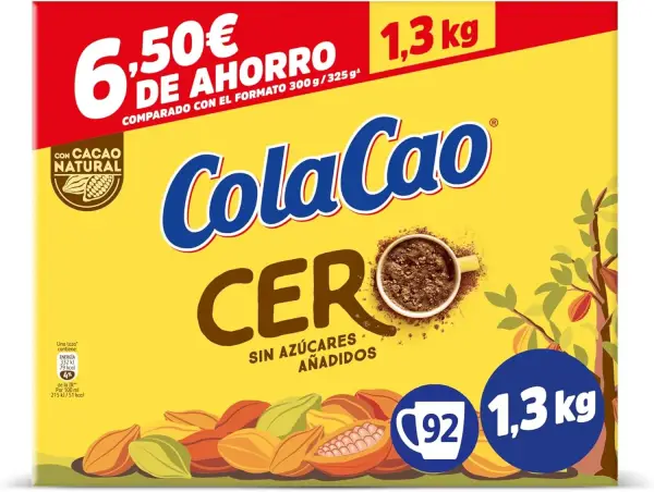 1,3 kg de ColaCao Cero sin azúcares añadidos 1,3 kg de ColaCao Cero sin azúcares añadidos