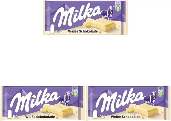 3 tabletas de chocolate blanco Milka 3 tabletas de chocolate blanco Milka