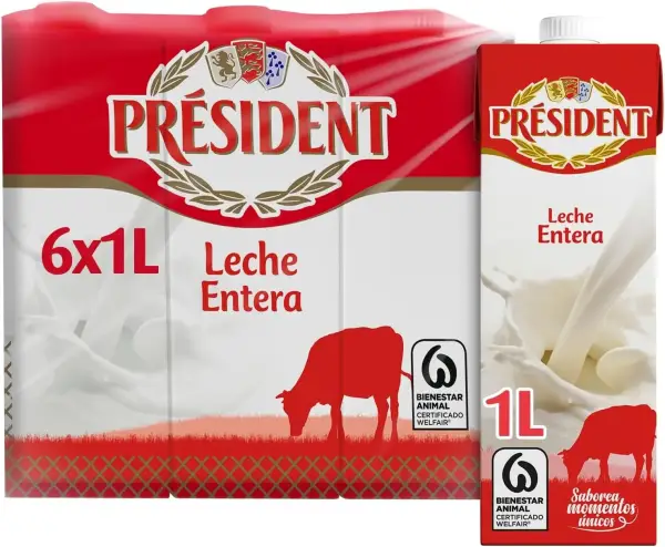 6x Brik 1L Leche entera Président 6x Brik 1L Leche entera Président