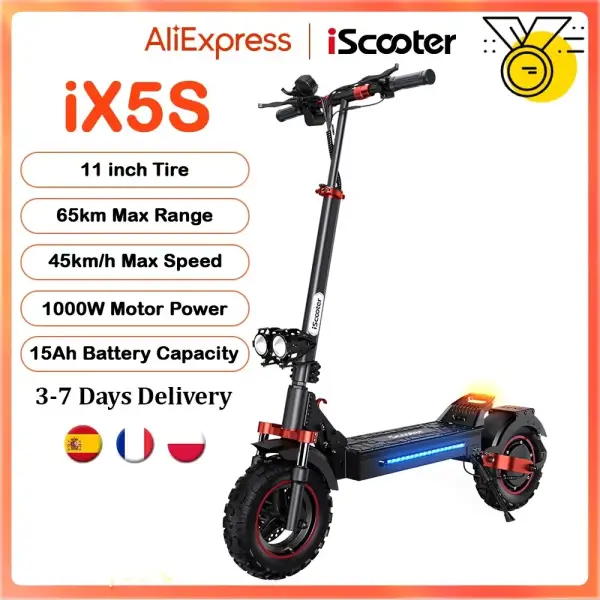 Patinete eléctrico iScooter iX5s de 15 Ah y 1000 W Patinete eléctrico iScooter iX5s de 15 Ah y 1000 W