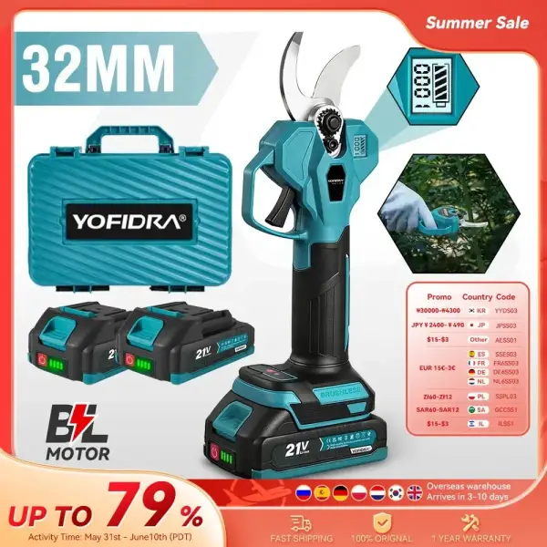 Podadora eléctrica sin escobillas con 2 baterías Podadora eléctrica sin escobillas con 2 baterías